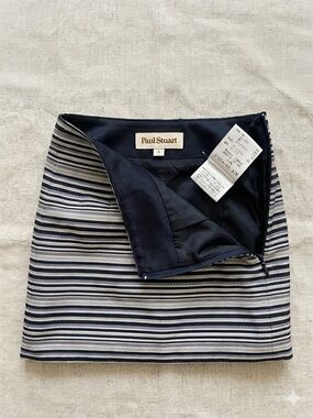 Paul Stuart Japan Silk Blend Striped Pencil Skirt Size 6